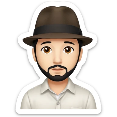 AJ McLean brown eyes, black hair, white shirt and fedora hat sticker