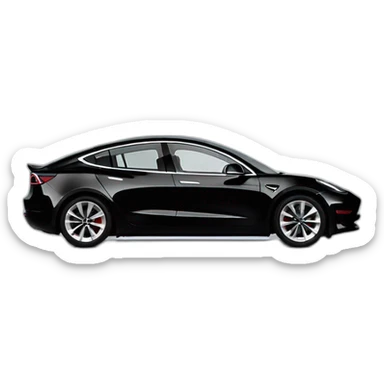 Black Tesla Model 3 at great speed side view sticker