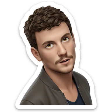 brown-haired boy in jacket sticker