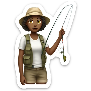 Teenage Girl standing in a stream fishing with a fly rod sticker