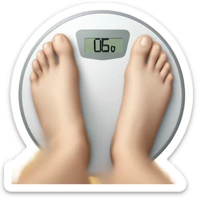Man’s feet on weight loss scale sticker