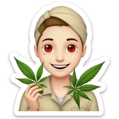 Make an emoji of a person extremely high off weed sticker