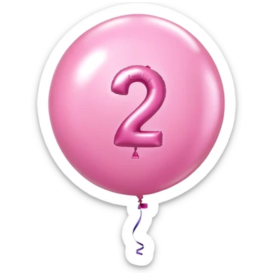 Pink birthday balloon with a 2 on it sticker