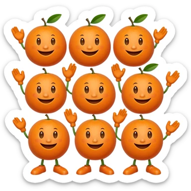 Кумедна мімішна мандаринка. 6 штук. з ручками і ніжками. У різних позах sticker