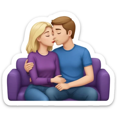 Man and woman kissing on couch sticker