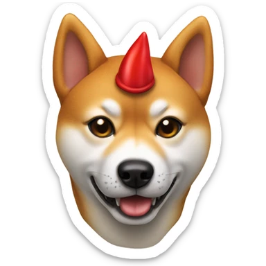 shiba inu wearing red devil horns sticker