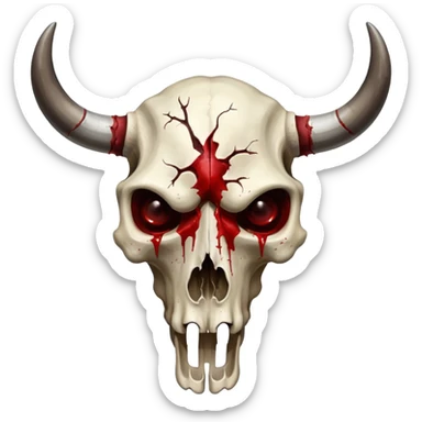 Bull skull with bloody eye sockets sticker
