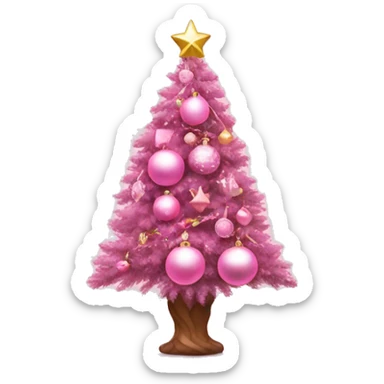 pink themed christmas tree with pink monochromatic ornaments  sticker