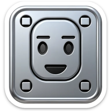 A futuristic microchip emoji made of polished silver chrome, minimal circuit details, smooth metallic surface, soft lighting, iOS emoji style, centered, clean white background sticker