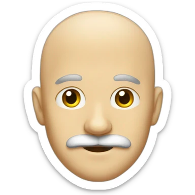 bald person with a mustache sticker
