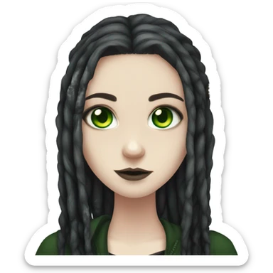 Gothic girl, pale skin, green eyes, dark dread-locks, eyeliner, deer antlers  sticker