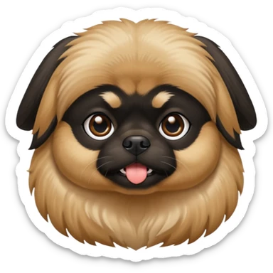 Black and tan Pekingese dog, with a black face and ears, tan snout, black nose, tan brows  sticker