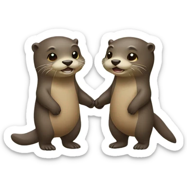 two otters holding hands sticker