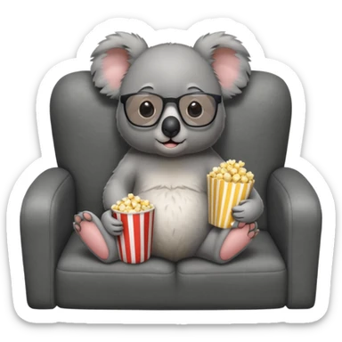A koala with glasses watching movie sticker