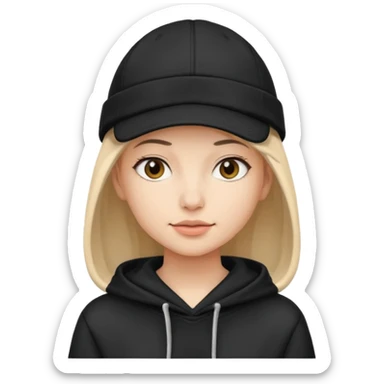 woman with black cap and hoodie sticker
