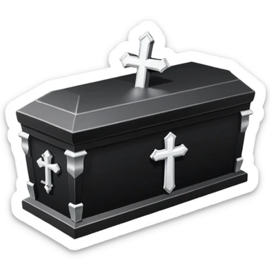 Gothic Victorian black coffin with a tiny white cross on it  sticker