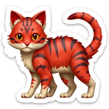 with red markings, scaley scaly batty feline-like quadrupedal digitigrade furry feral Bastet-Noibat-Gatomon-Garchomp-Digimon-Fakémon-Pokémon-creature (full body) sticker