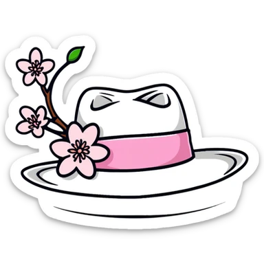 White cowgirl hat with pink cherry blossoms sticker