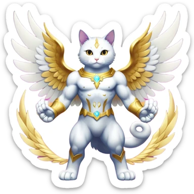 Transcendent celestial infinity cosmic galactic energy Mega neon unicorn dragon hydra hyper rare golden penguin Golden Divine god angel Omni Black and white Super muscular Buff sigma Gigachad cat full body tuxedo colored  sticker