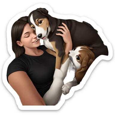girl and dog love moment sticker