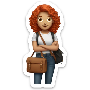red head student wearing a cross body purse sticker