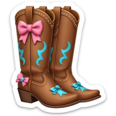 Cowgirl boots with a bow sticker