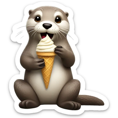 An otter eating ice cream sticker
