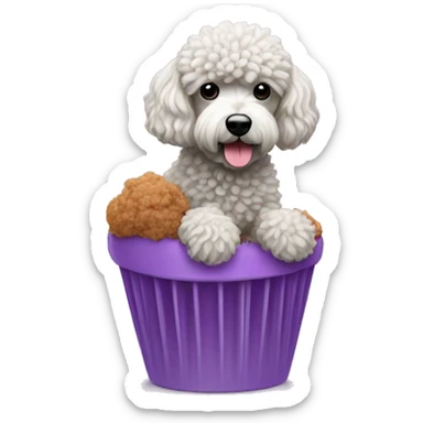 a brigadeiro with a poodle on top, on the lilac background sticker
