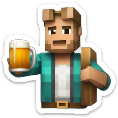 Un personnage Minecraft tenant une bière sticker