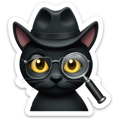 Black cat detective with magnifying glass  sticker