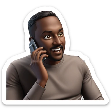 dark-skinned male on phone sticker