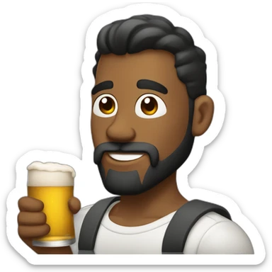 hombre con un pelo negro tupido fumando y bebiendo cerveza sticker