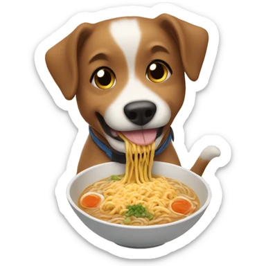 Dog eating a bowl of ramen sticker