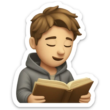 Sleepy boy reading a book sticker