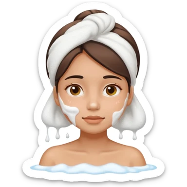 girl washing face with foam, relaxed expression sticker