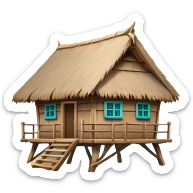 A hut on the edge of the ocean sticker