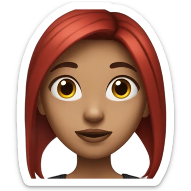 girl with black and red long hair, with nose piercing sticker