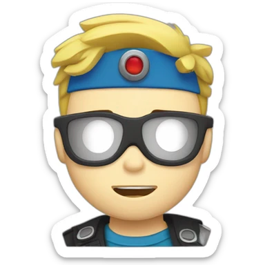 Emoji of Johnny Test (Cartoon Network) drinking a shot, emoji upper body sticker