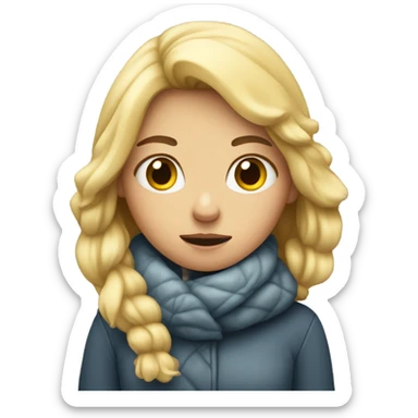 Blond girl freezing sticker