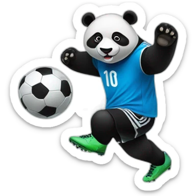 a panda kicking a soccer ball sticker