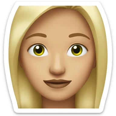 Strong blonde white woman with green eyes a a mole on her chin sticker