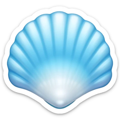 Light blue shell emoji, pearl texture, soft gradient, smooth curves, glossy finish sticker