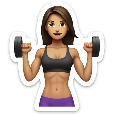 brunette girl with abs lifting weights sticker