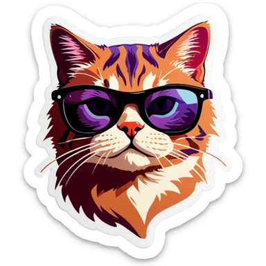 Cat with sunglasses sticker