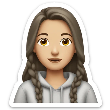 White brunette girl in a Cozy sweatshirt sticker