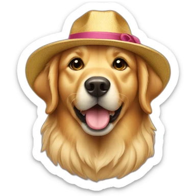 golden retriever dog wearing a Hatta on its head sticker