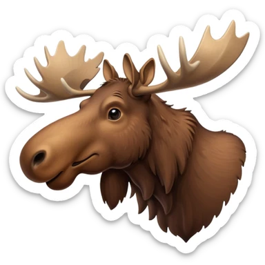 A high-resolution digital illustration of a moose in a clean, semi-realistic style. The moose is shown facing sideways head tilted  sticker
