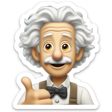 albert einstein with one thumbs up in Pixar style sticker