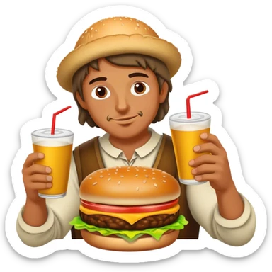 Medieval peasant eating a double cheeseburger and drinking a 4 loko  sticker