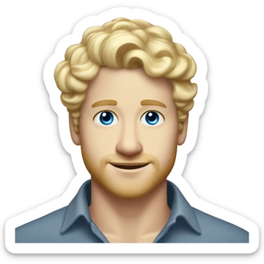 full body light curl blonde 30yo man blue eyed pale skin sticker